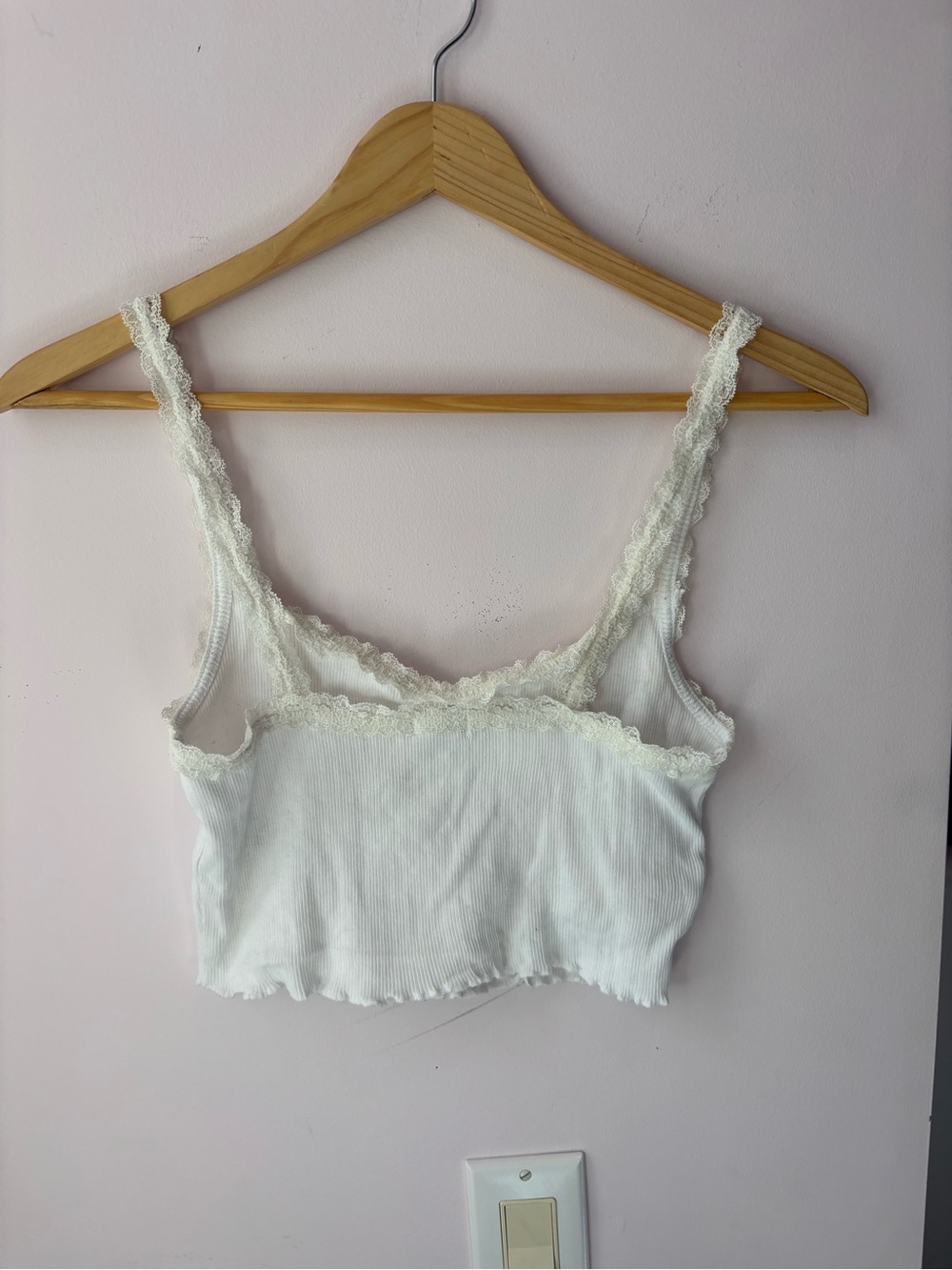 Garage Cream Lace-Trim Ribbed Cami - Picture 3 of 4